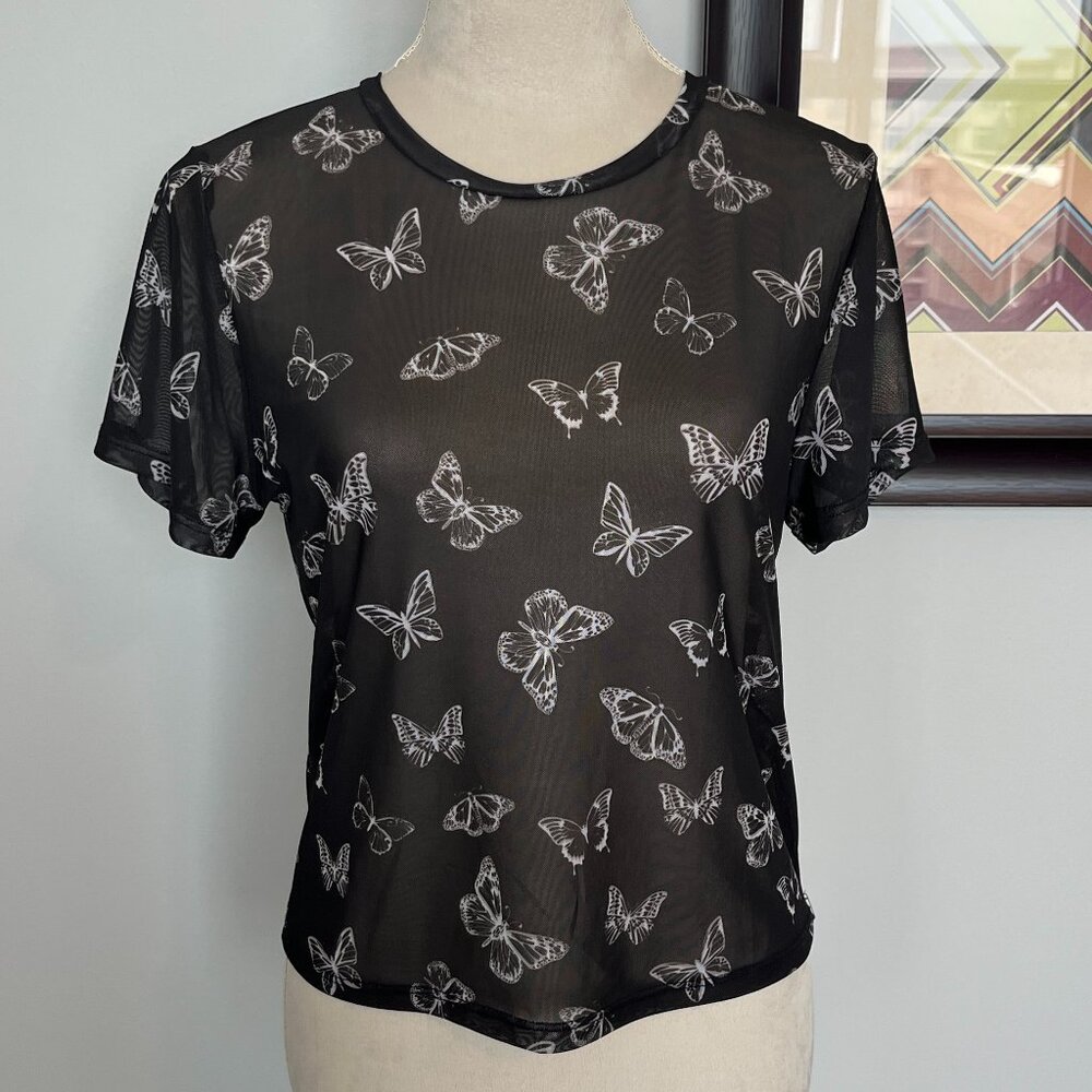 NWOT Cloud Dancer Sheer Butterfly T-Shirt XL